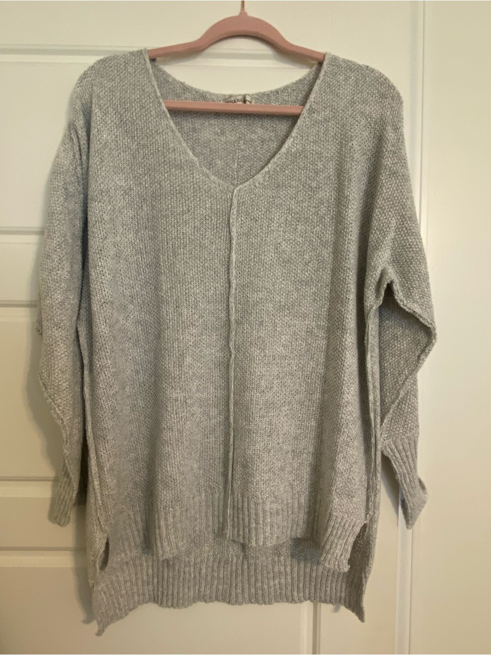 Zenana Light Gray V-Neck Women's Sweater